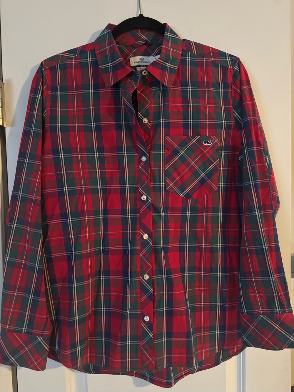 Vineyard Vines Merry Plaid Button-Down Relaxed Shirt Red Green Blue Holiday 4